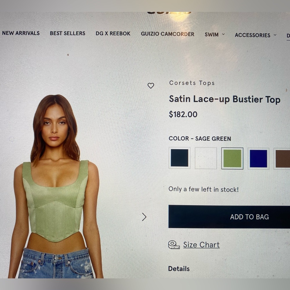 Danielle Guizio green satin lace-up bustier - Picture 7 of 7